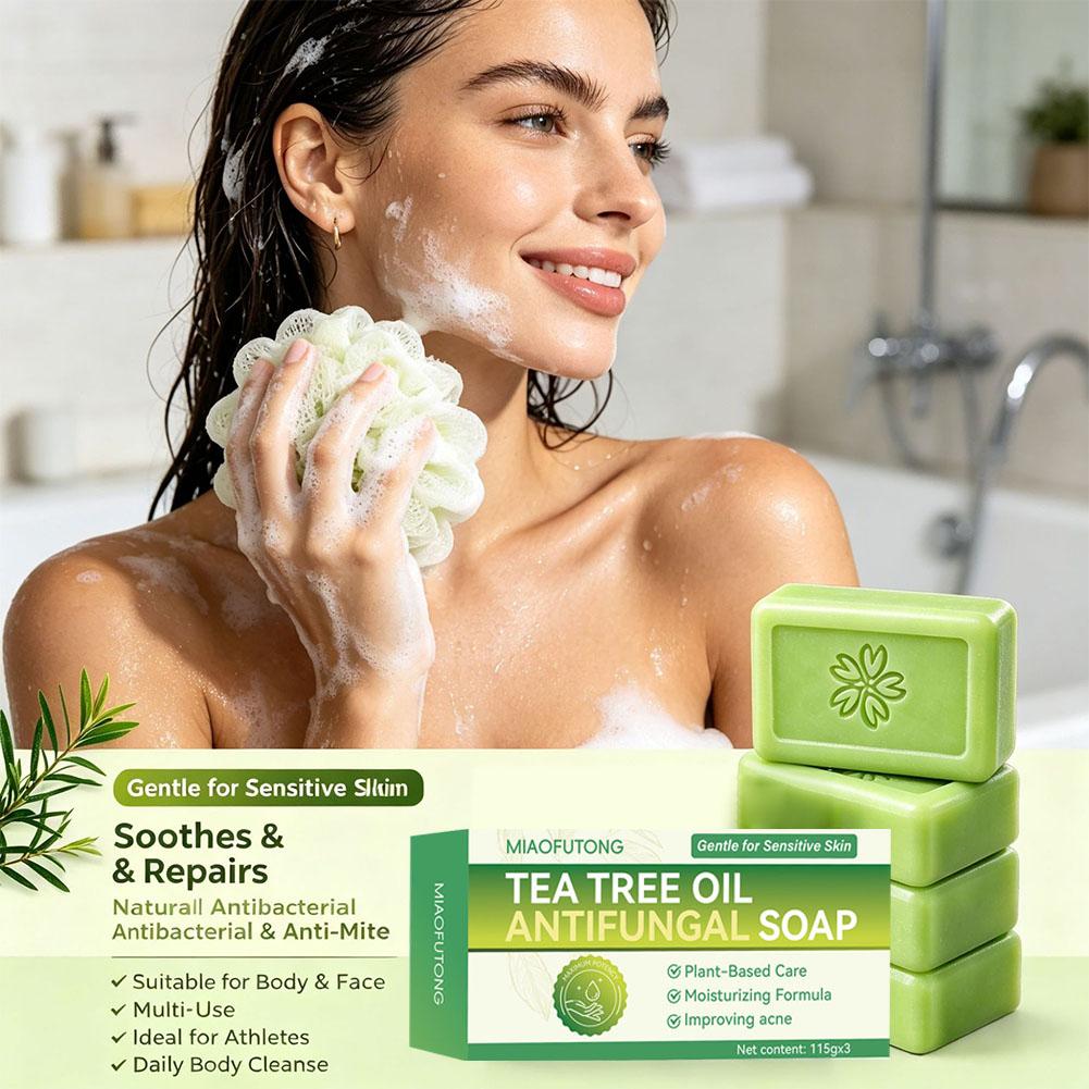 3pcs Tea Tree Oil Soap Bar Nat - Herbal Wellness Tea ulasan dan harga