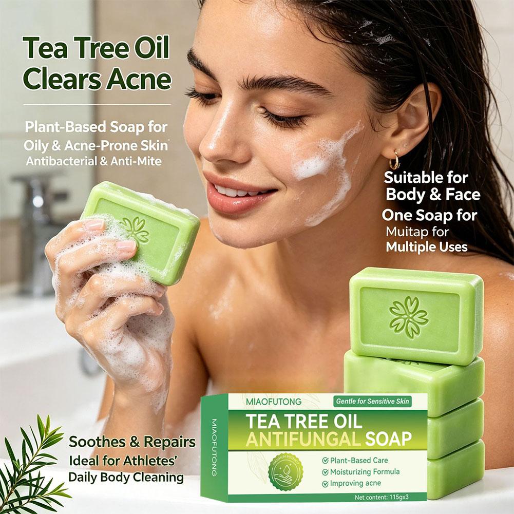 3pcs Tea Tree Oil Soap Bar Nat - Herbal Wellness Tea ulasan dan harga