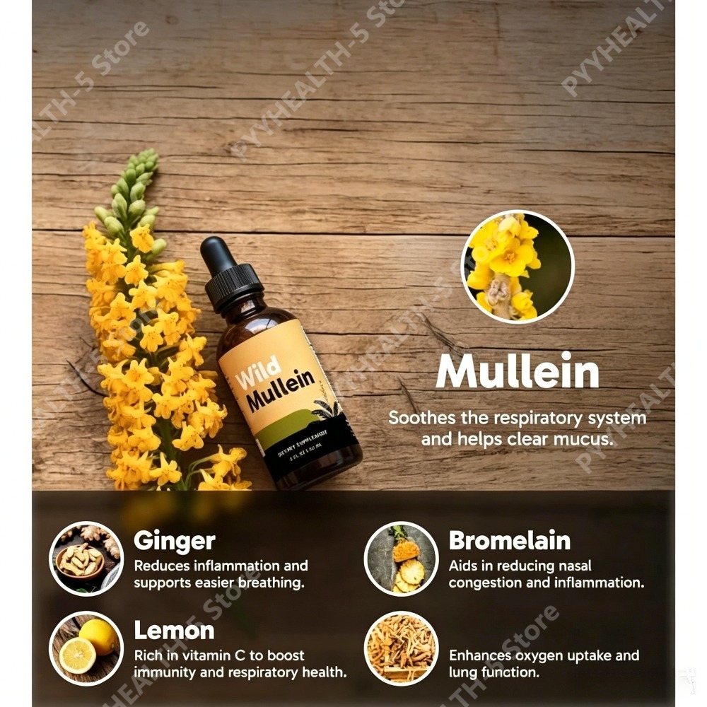 Wild Mullein Leaf Drops with G - Herbal Wellness Drops ulasan dan harga