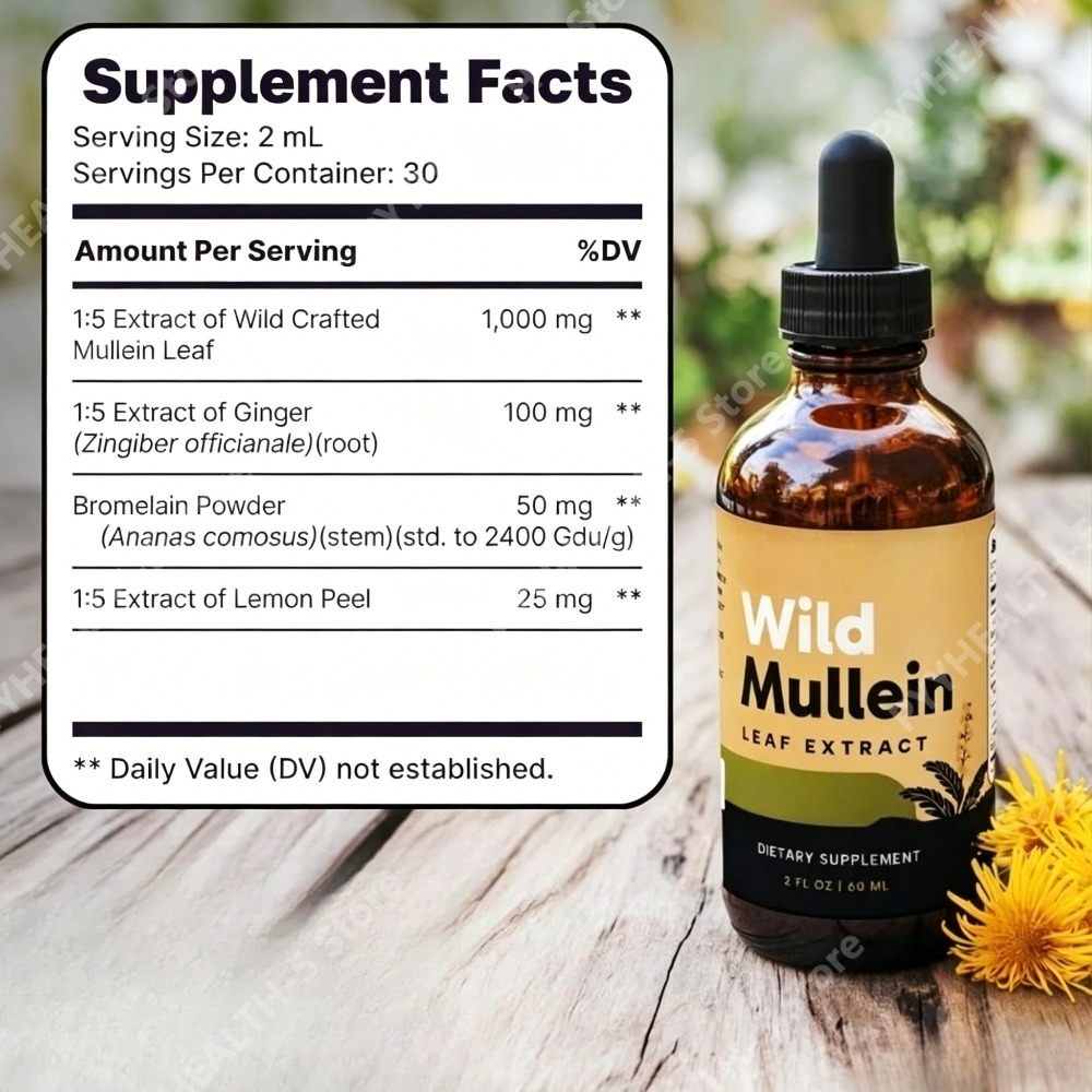 Wild Mullein Leaf Drops with G - Herbal Wellness Drops ulasan dan harga
