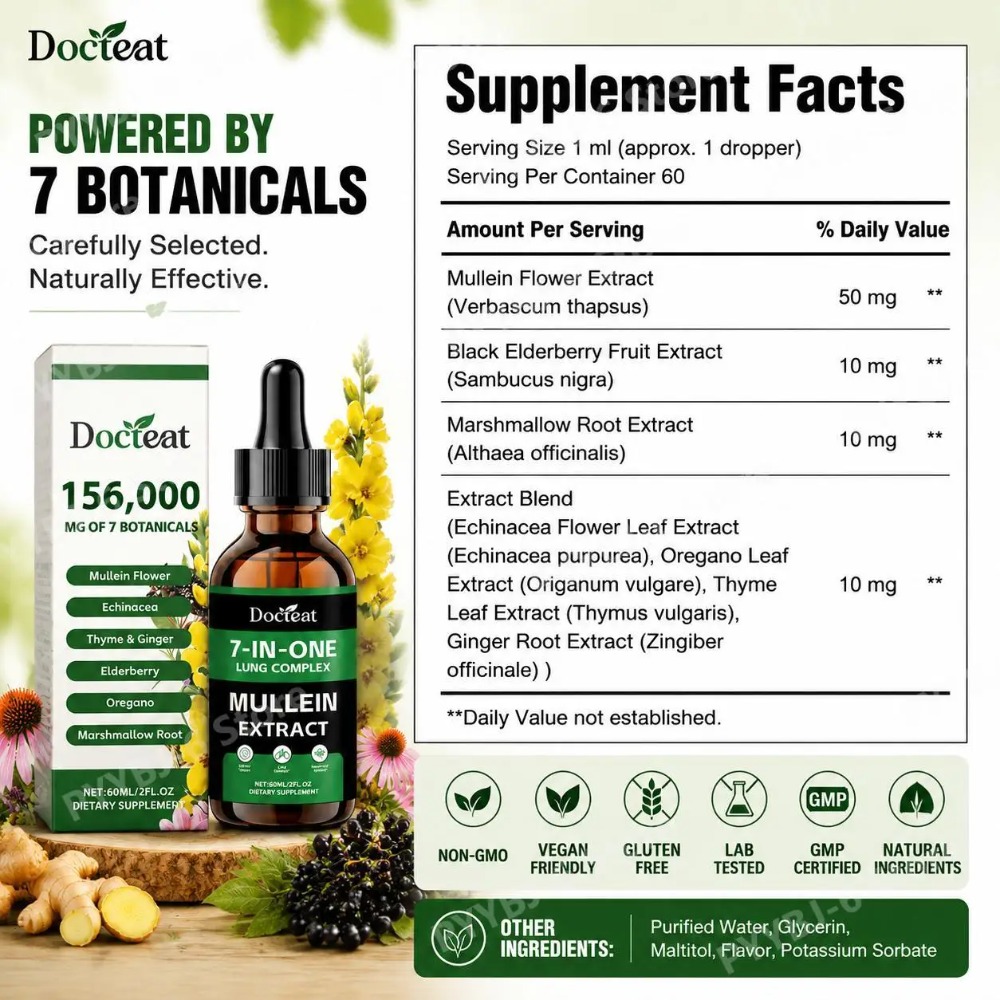Docteat 7-in-1 Mullein Extract - Herbal Wellness Drops ulasan dan harga
