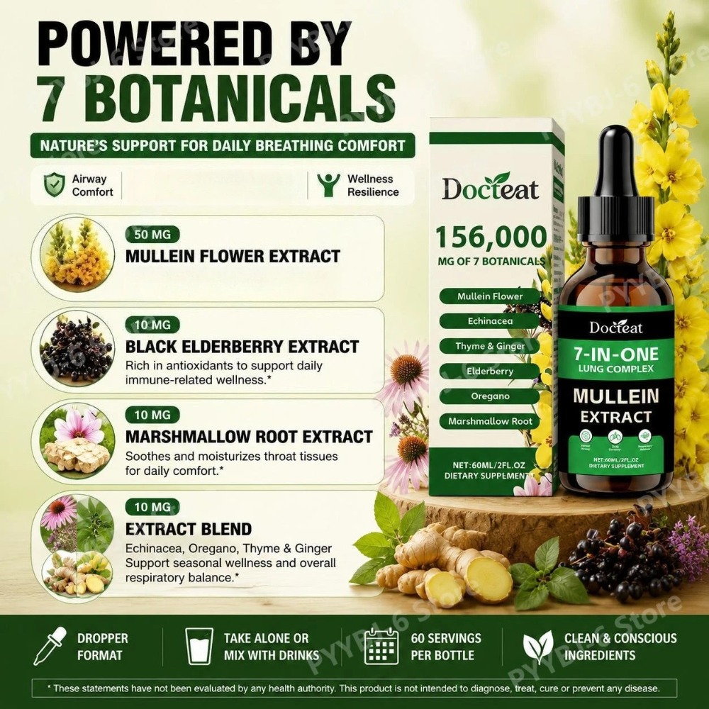 Docteat 7-in-1 Mullein Extract - Herbal Wellness Drops ulasan dan harga
