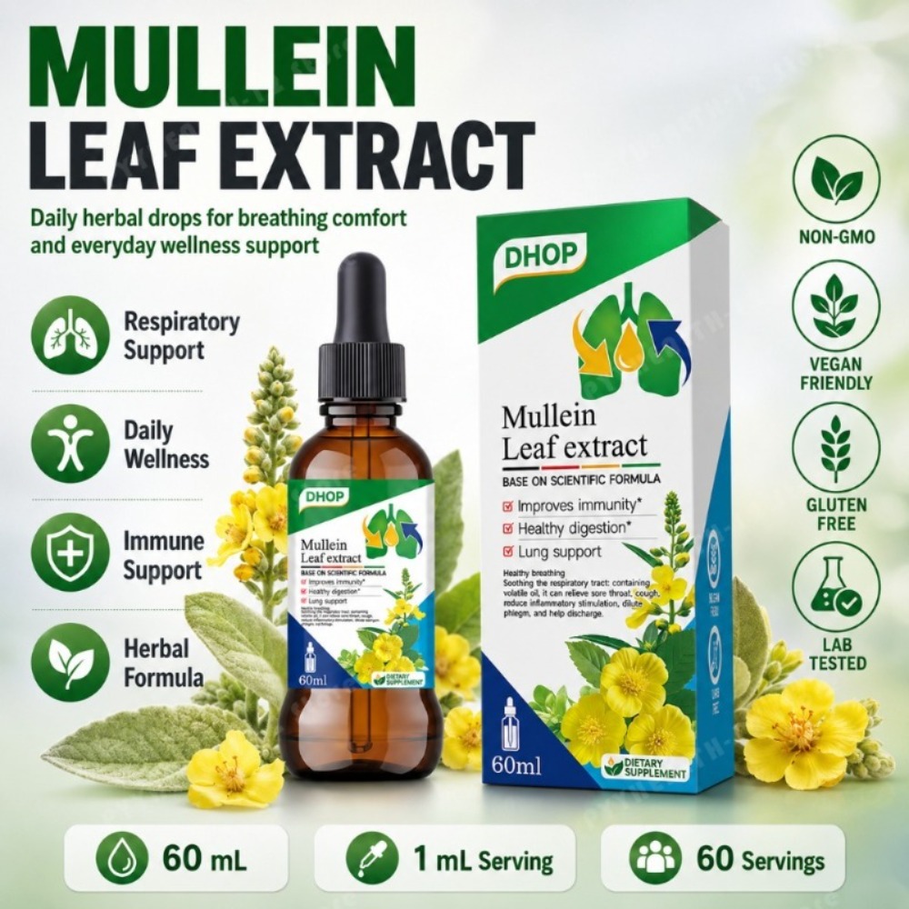 Mullein Leaf Extract Drops 60m - Herbal Wellness Drops ulasan dan harga