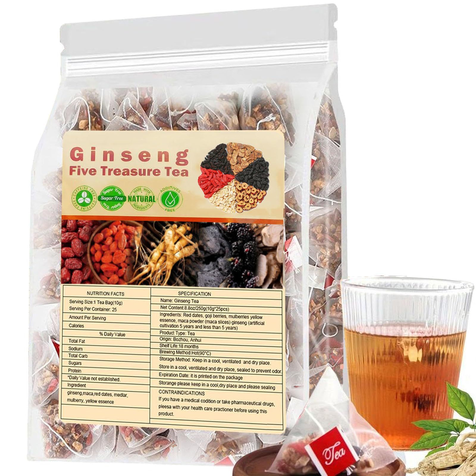 Ginseng Five Treasures Tea Kid - Herbal Wellness Tea ulasan dan harga
